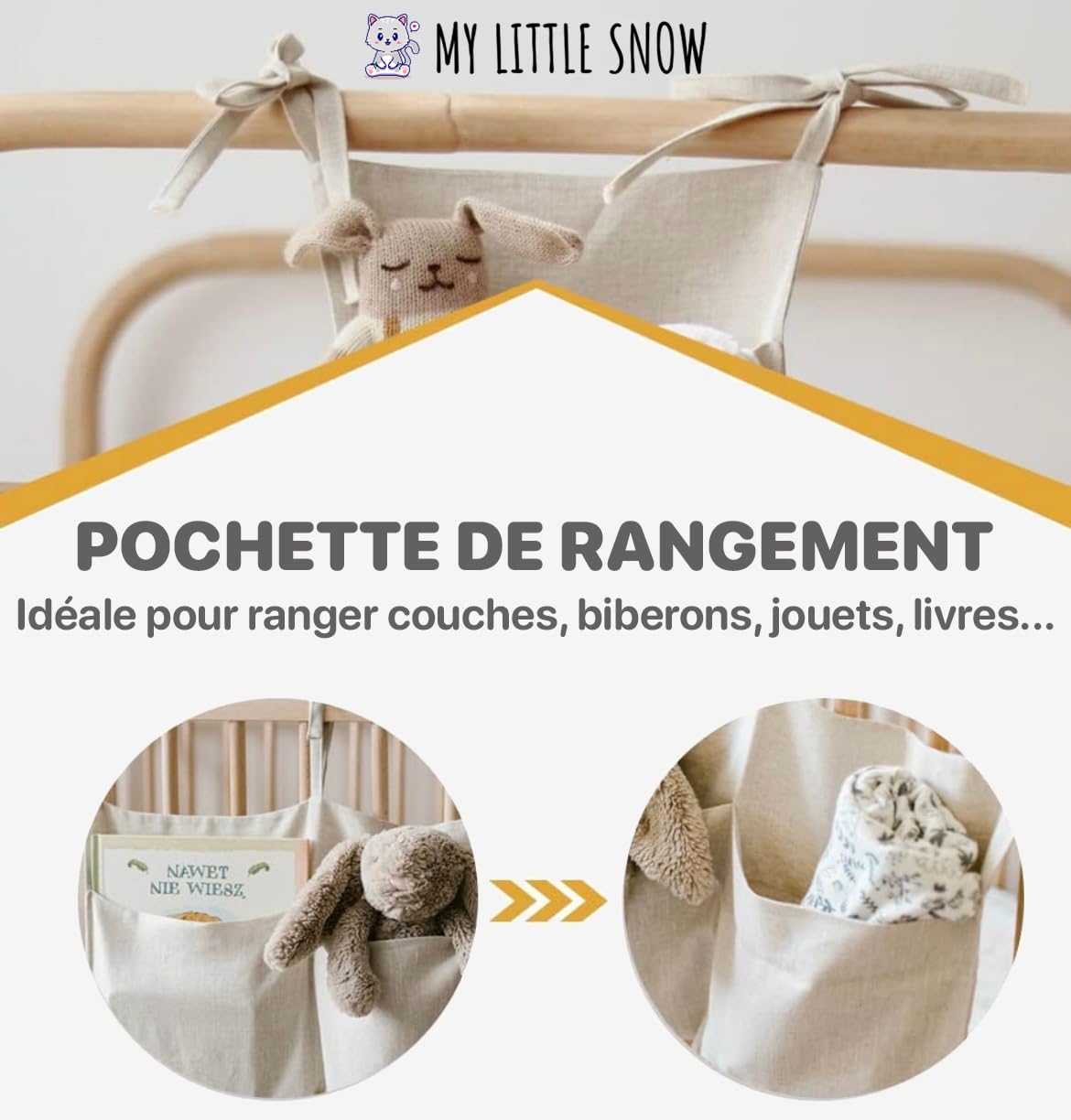 Paracolpi Per Lettino Con Tasca - 60x120 E 70x140 Cm, Rete Traspirante, Bianco E Beige