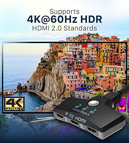 Image of Fosmon HDMI Switch 3 in 1 Out (4K@60Hz) 3 Port HDCP 2.2 Switcher Splitter