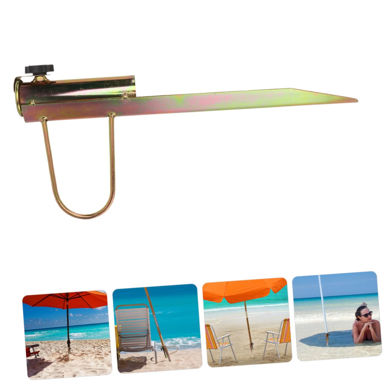 TOYANDONA Anclaje de Arena de Hierro para Sombrilla de Playa, 2 Piezas para Exteriores Inserción en Tierra y Horquilla de Acero Resistente