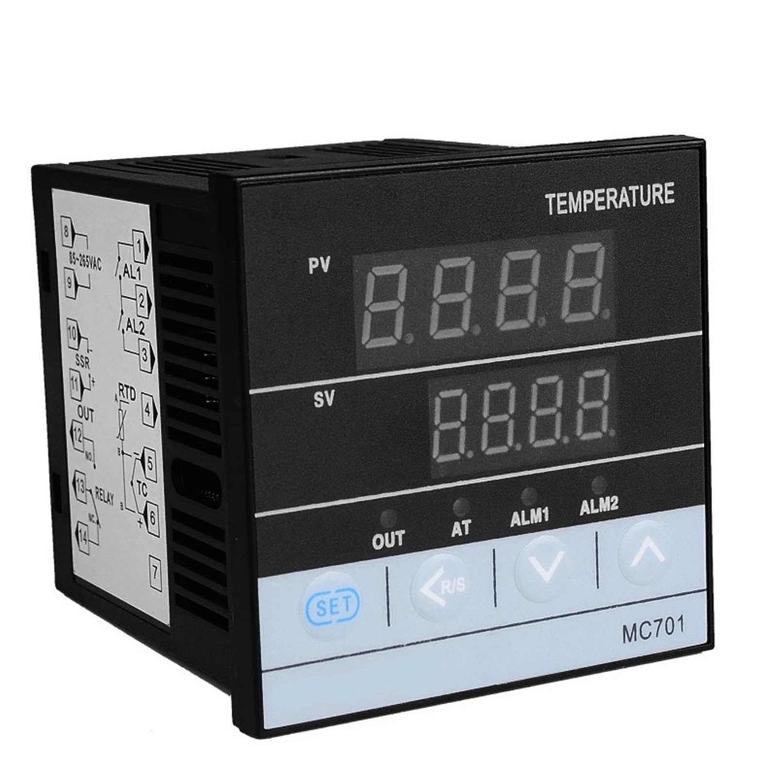 A22I MC701 Wodoodporny cyfrowy regulator temperatury PID z czujnikiem PT100 typu K, wejściem przekaźnikowym i wyjściem SSR