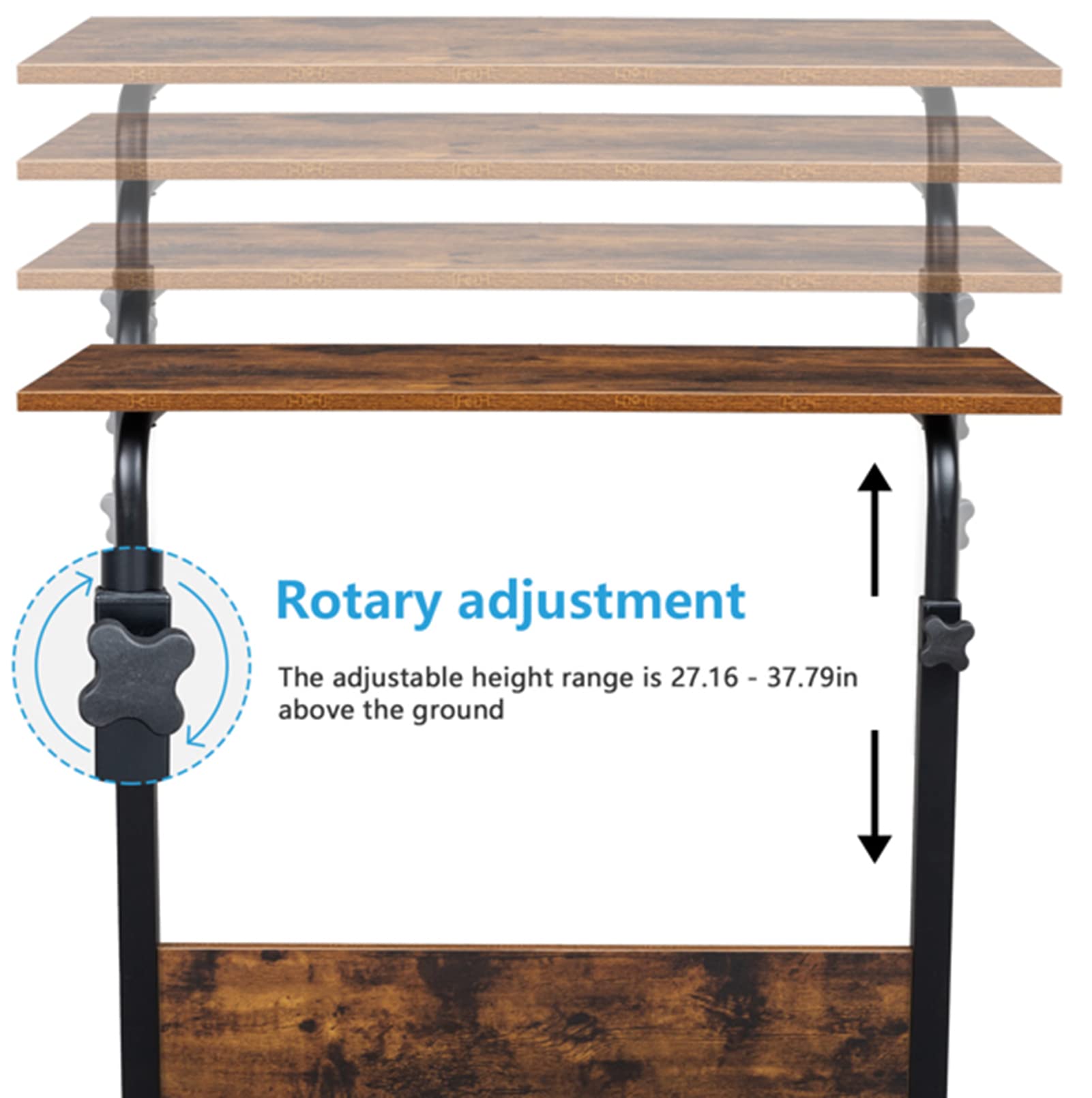 Portable Standing Desk with Wheels Small Mobile Work Desk Height Adjustable Rolling Standing Desk Compact Tray Table for — view 6