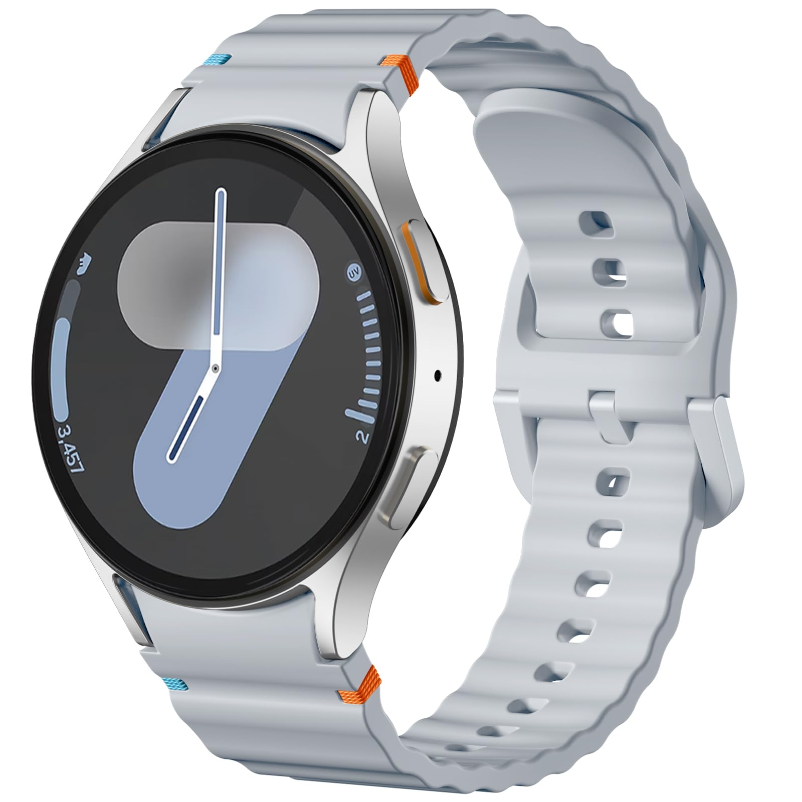 Dirrelo No Gap Strap Compatible with Samsung Galaxy Watch 7 6 5 4 FE Strap 40mm 44mm, Soft Silicone Sport Band for Galaxy Watch 6 Classic Strap 47mm 43mm/Galaxy Watch 5 Pro/4 Classic for Men,LightGrey