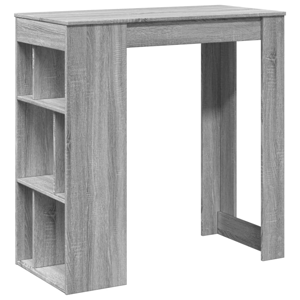 Stehtisch Mit Regal 102x50 cm, Holzwerkstoff Sonoma Grau | 6 Fächer, Pflegeleicht, Feuchtes Tuch Reinigung, Für Küche Wohnzimmer