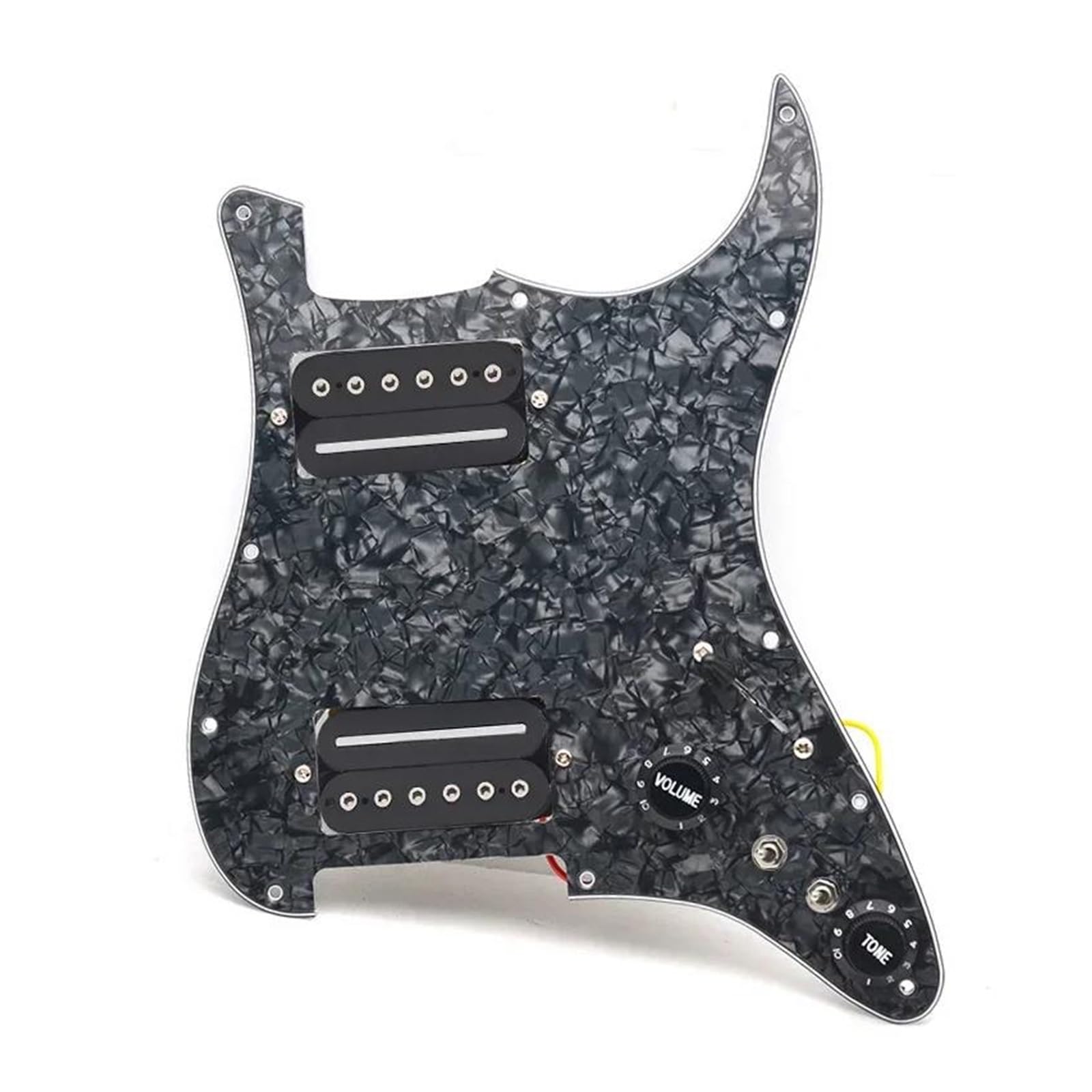HH Coil Split Gitara Elektryczna Pickguard Pickup Wyjście Śrubowe Sześciokątne 7.5K/15K Wstępnie Okablowane(Bk pearl w BK)