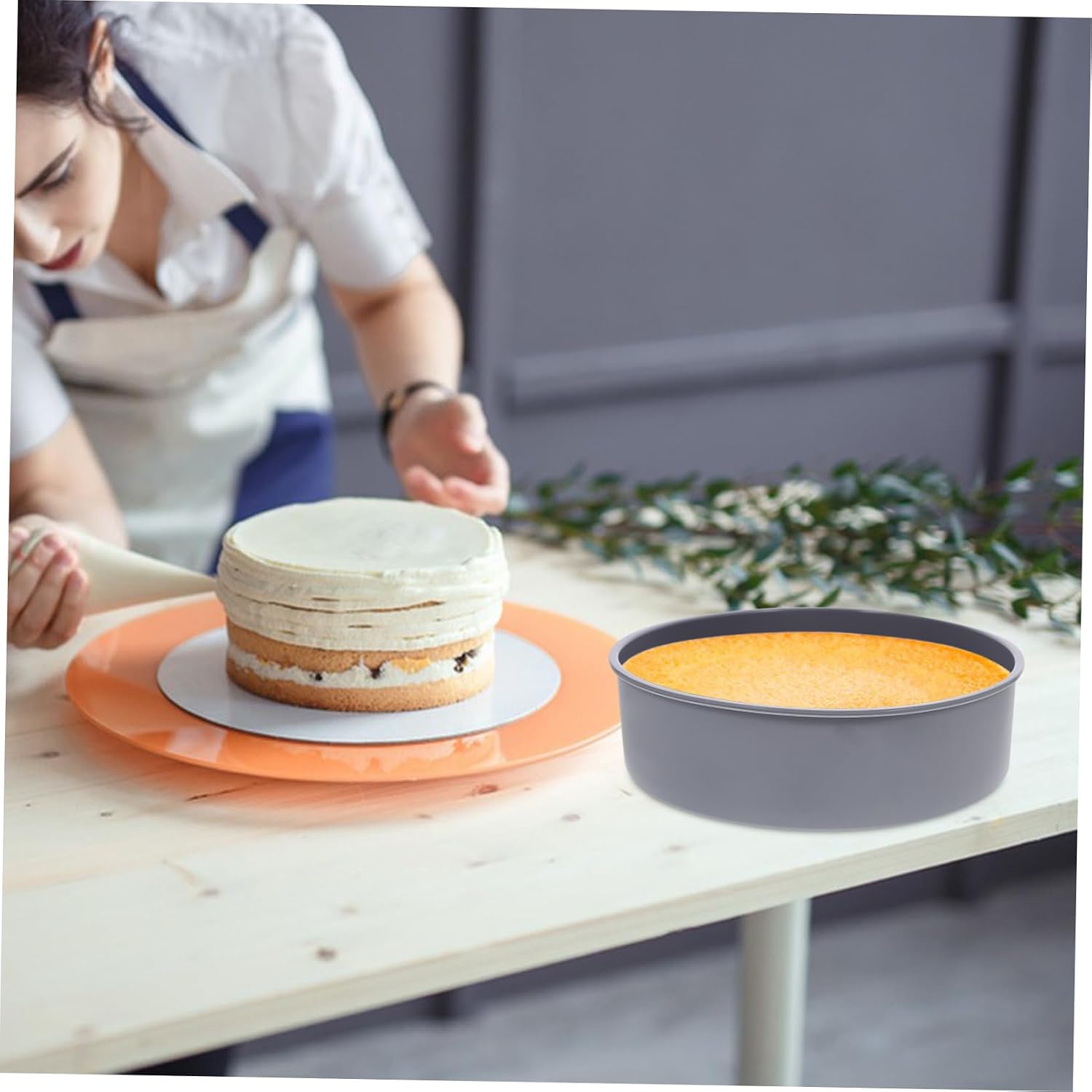 OUNONA 2pcs Silicone Round Cake Pan Non-stick Easy to Demold for and Diy Cakes
