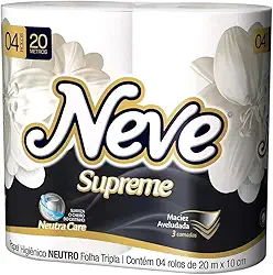 Neve – Papel Higiênico Supreme Neutro Folha Tripla 20m com 4 Rolos
