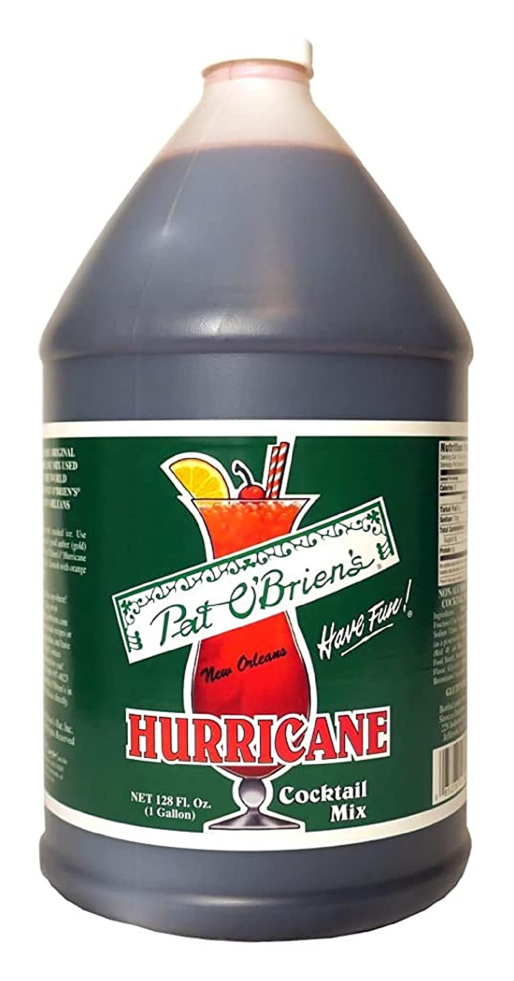 Pat O'Brien's Non-Alcoholic Hurricane Cocktail Mix - 1 Gallon Bulk Jug (128 Fluid Ounces)