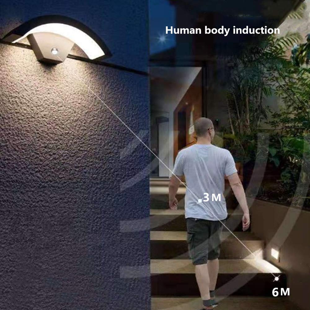 Applique LED Da Esterno Con Sensore Di Movimento 12W | Lampada Da Parete Moderna Bianco Caldo 3000K | Faretto Regolabile IP65 Impermeabile | Illuminazione Per Giardino E Ingresso