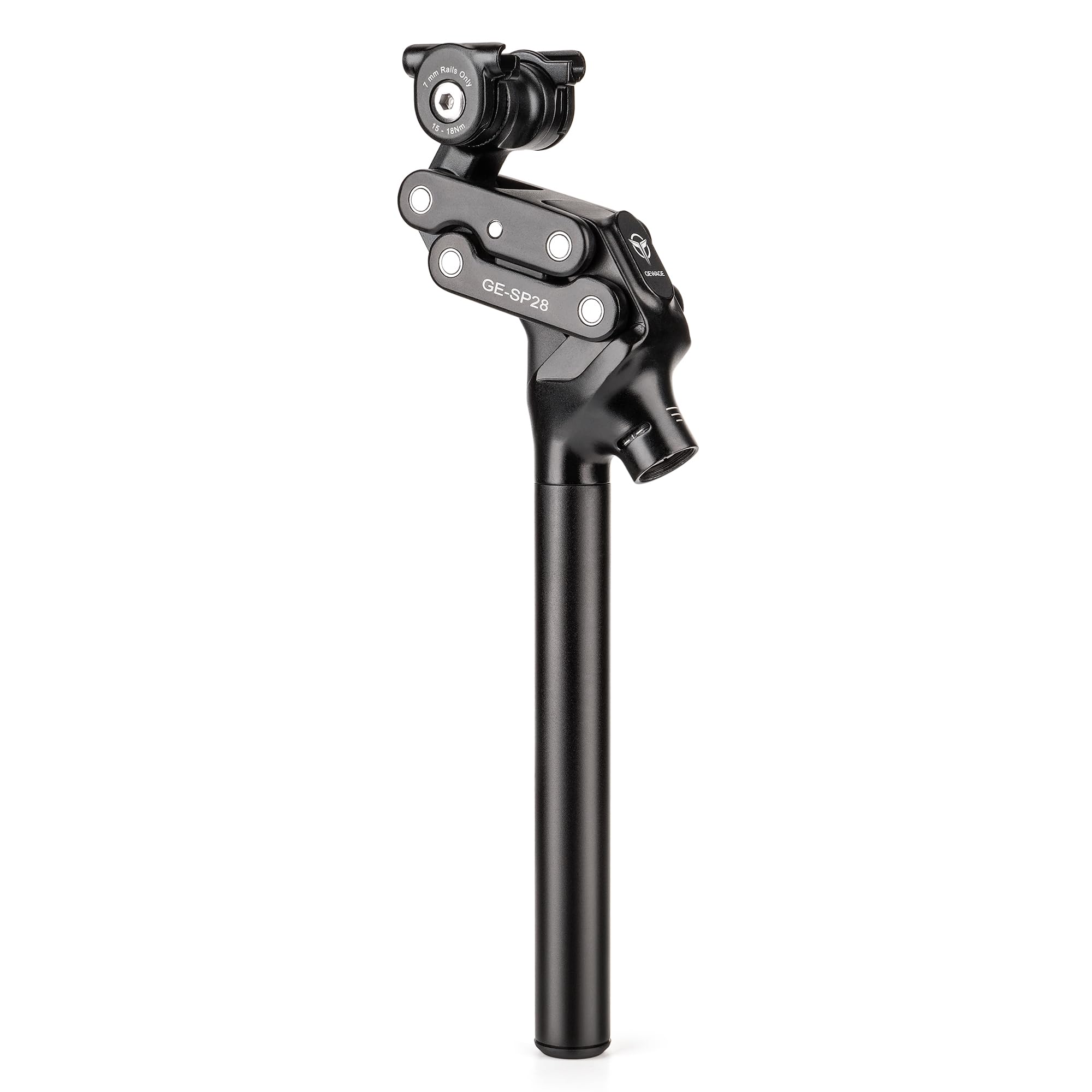 GEWAGE Tige de Selle à parallélogramme 4 Bras – Tige de Selle Suspendue Premium, débattement 37 mm, Design Ergonomique, Aluminium, sans Entretien, idéale pour VTT / E-Bike / Ville