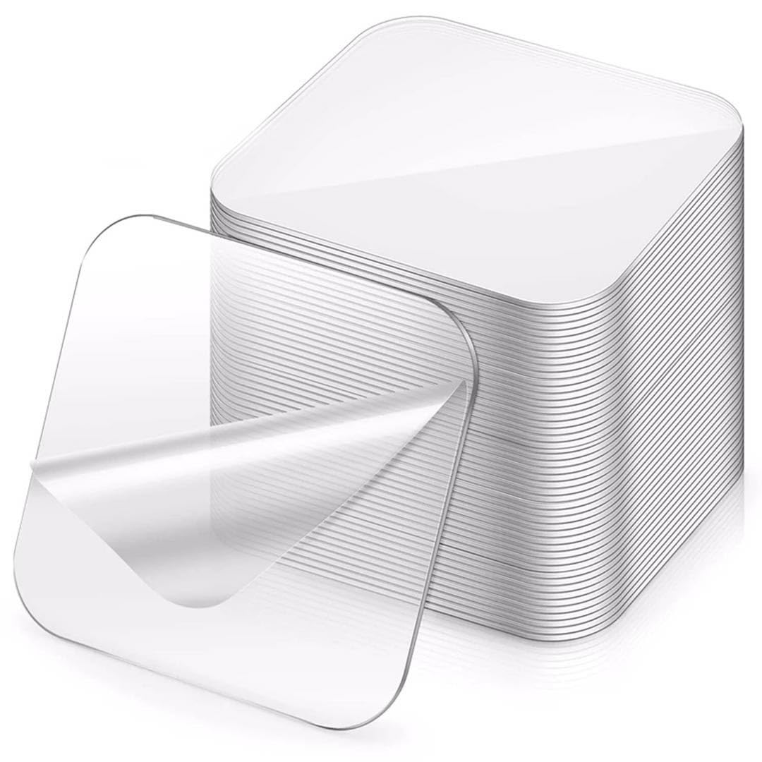 Mopslik - Double Sided Transparent Adhesive Pads, Two Sided Pre-Cut Square Tape, Sticky 2 Sided Nano Tape Sticker - 2.25 x 2.25 inches (Pack Of 20)