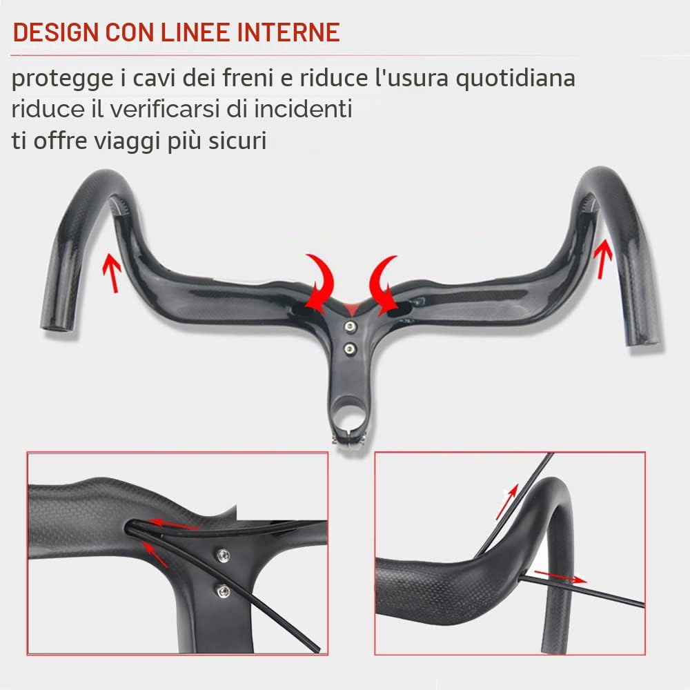 RXL SL Carbon Manubrio per bici da corsa 28,6 mm manubrio integrato bici corsa nero 3K opaco 420-100 mm