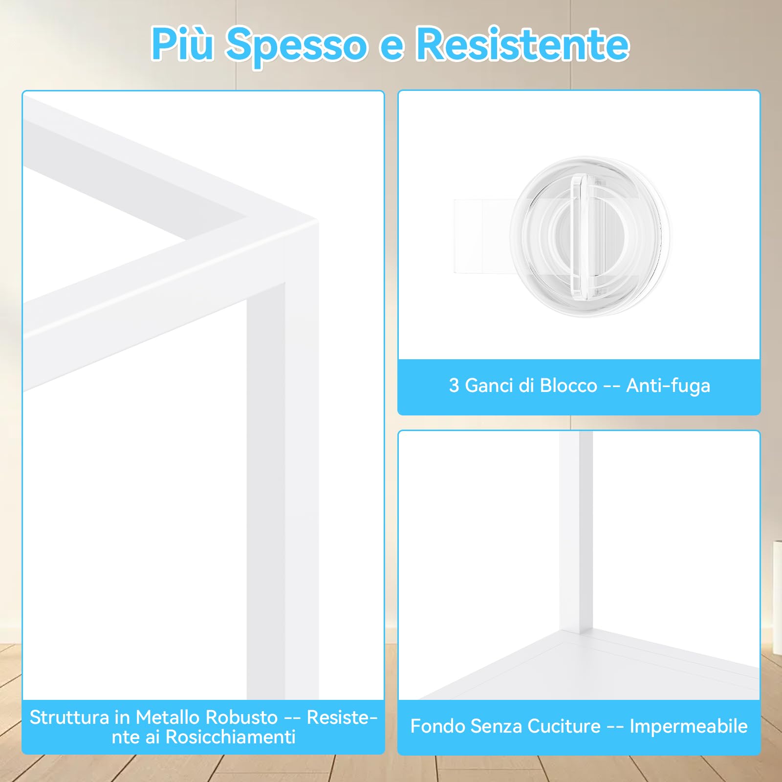 BORISI Gabbia per Criceti Grande 103x56x52 cm, Metallo e Acrilico