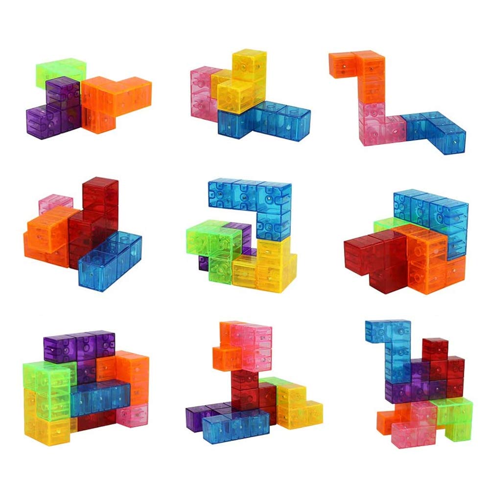Mattoni Magnetici Bambini, Set Cubo Blocchi Magnetici, Cubo Magico Magnetico+54 Pezzi Campione, Cubi Magnetici Puzzle Apprendimento Gioco Allenamento del Cervello dei Bambini Sollievo