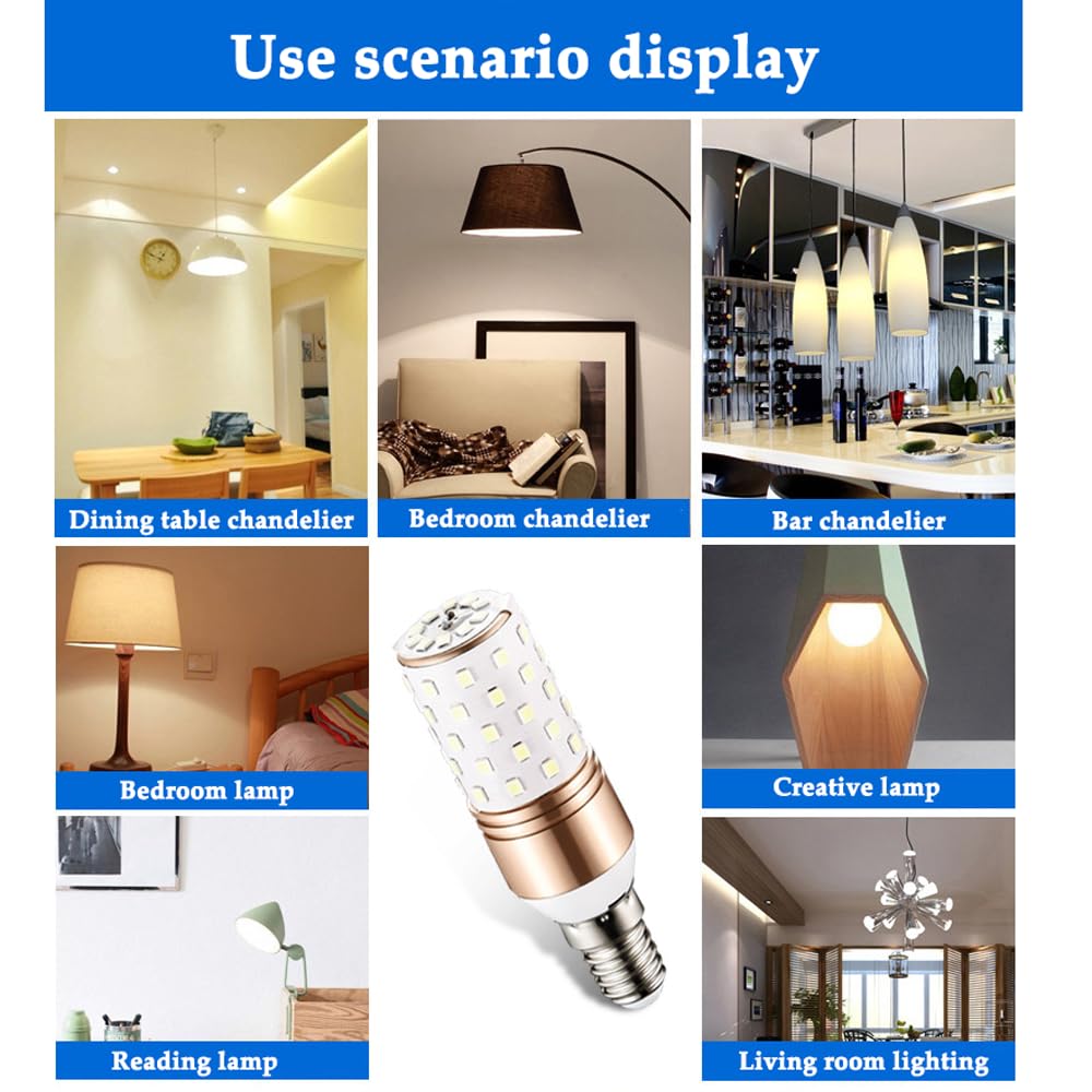 Paquete de 2/10 Bombillas Led E14, Bombillas Led de Maíz de 12 W, Equivalente a 100 W, Bombillas de Araña de Luz Blanca Diurna de 6000 K, Bombillas de Ventilador de Techo con Base E14/Neutra