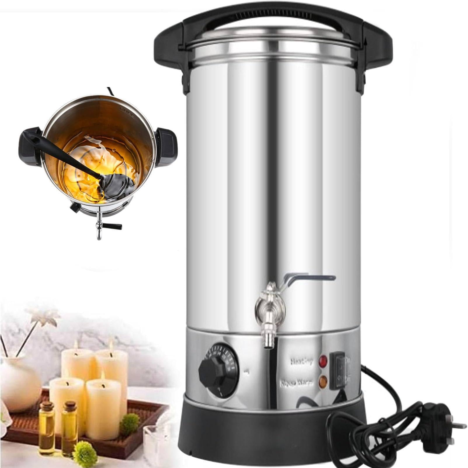 WTTWW 8L/10L/12L/15L/25L/35L/45L Wax Melter for Candle Making, Large Electric Wax Melting Pot, with Quick Pour Spout & Temperature Control, Candle Wax Melting Pot Able to Melt All Kinds of Wax,25L