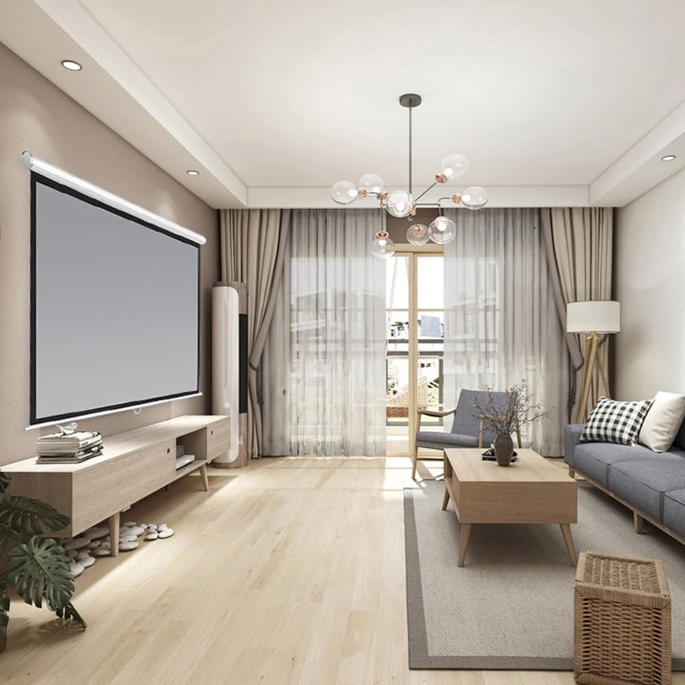 Schermo per Proiettore Manuale 16:9 HD Telo Proiettore 4K Anti-Piega Schermo Videoproiettore per Home Theater Cinema Ufficio Presentazione Didattica