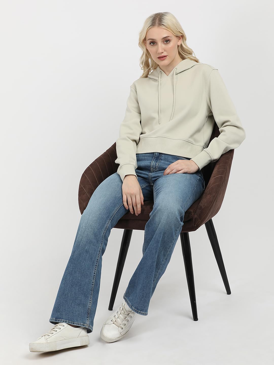 Calvin Klein Donna Felpa con Cappuccio Logo Elastic Hoodie Corta