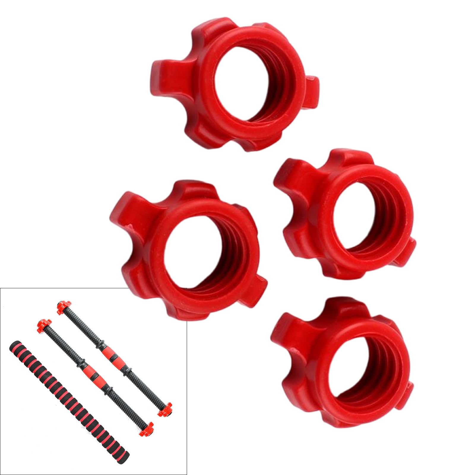 4Pcs Dumbbell Rod Nut Spinlock Collars Standard Barbell Screw Collar for Dumbell Weight Lifting Fitness Training