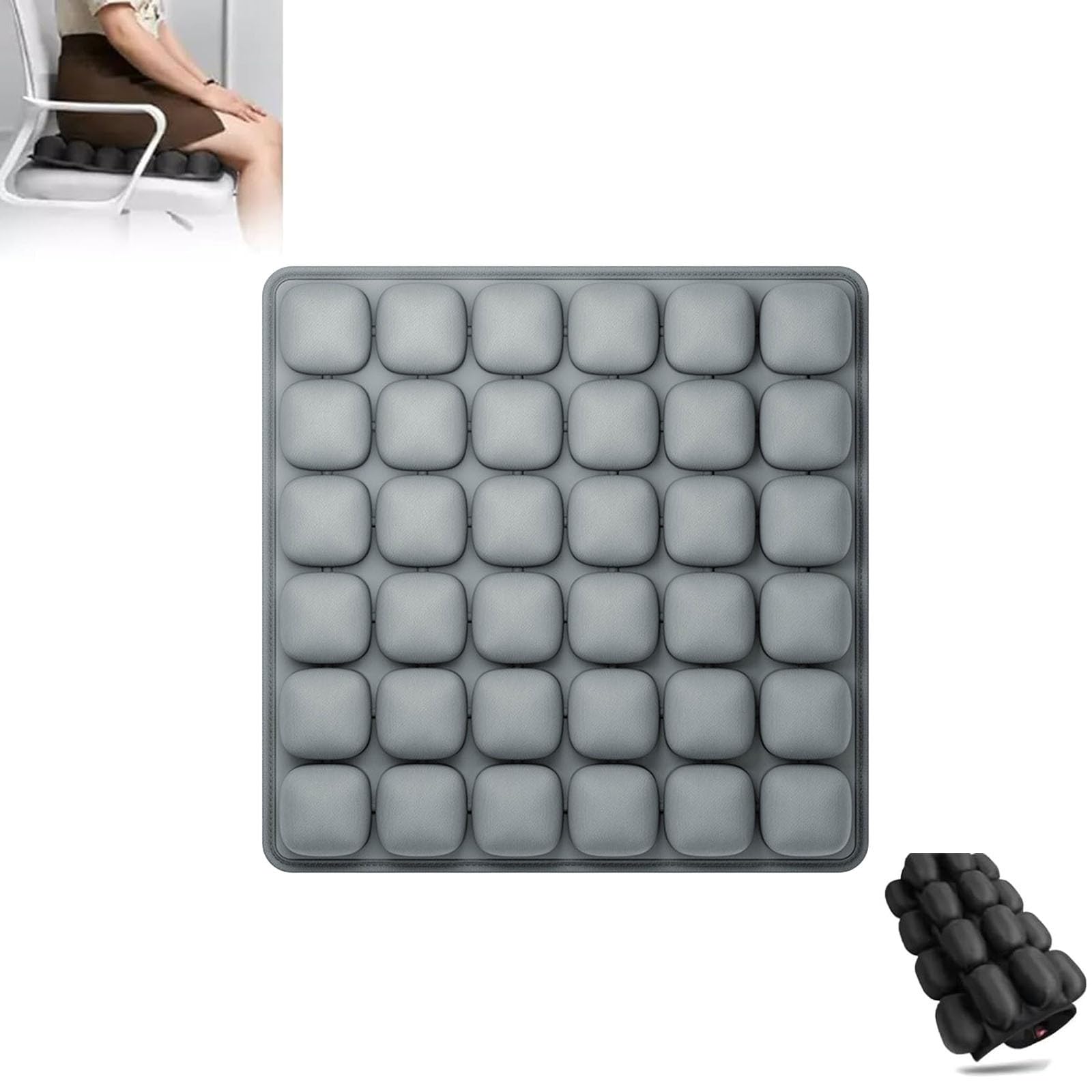 3D Air Cell Wygodne podróżne siedzenie powietrzne, samonadmuchiwane przenośne siedzenia samolotowe Poduszka do samolotu, siedzenia samochodowego, krzesła biurowego, wózka inwalidzkiego (Light Grey)