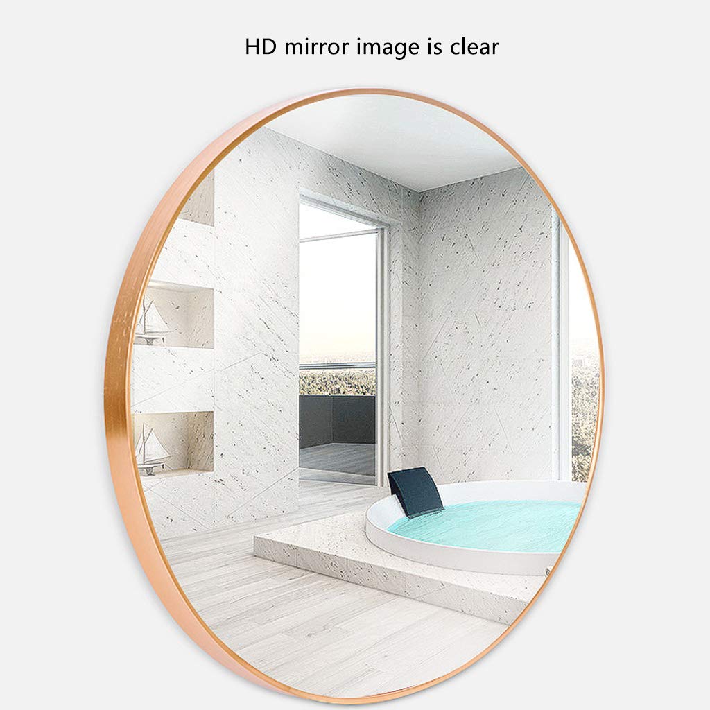 Specchio Espejo de baño de pared Redondo, Simple, de aleación de aluminio, con Marco de trefilado, HD, a prueba de explosiones, para dormitorio y Sala de estar, 40/50/60/70 cm (60 cm)