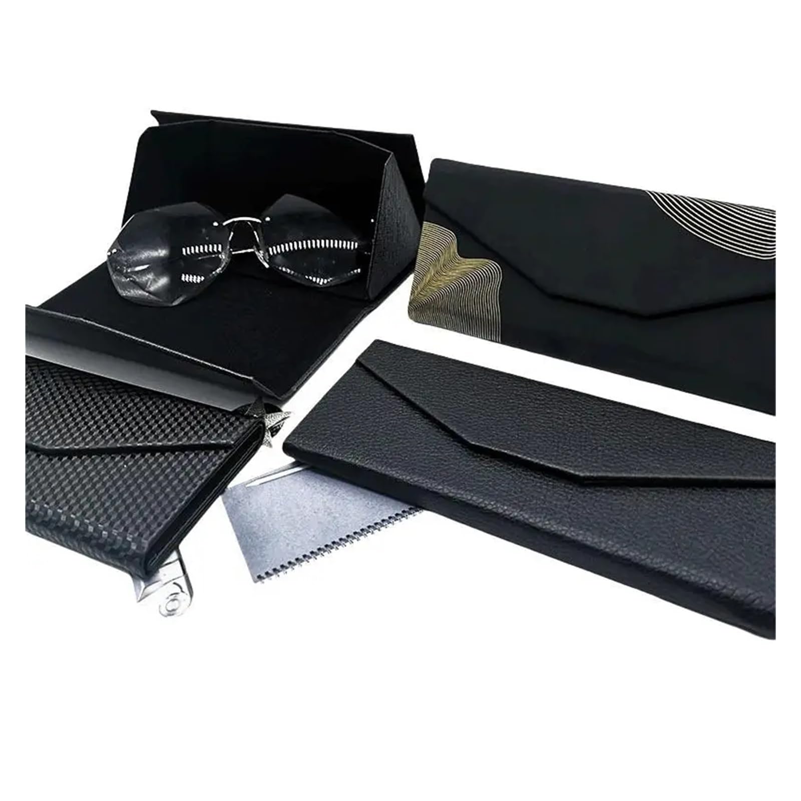 Triángulo Plegable Funda de Gafas 1 caja triangular for gafas, impermeable, portátil, negra, plegable, for de sol, accesorios for manualidades