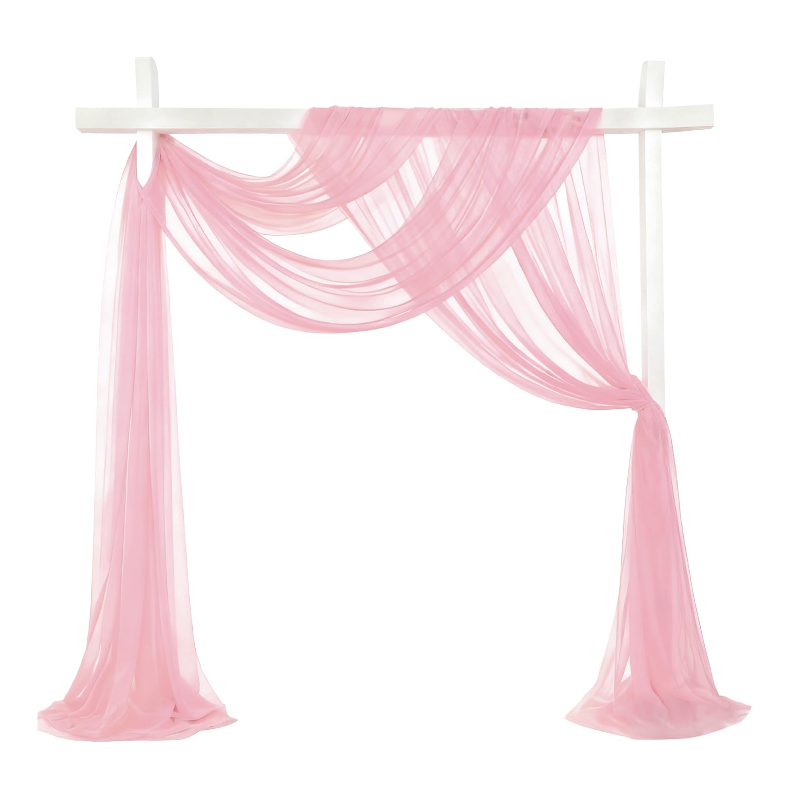 sourcing map Wedding Arch Draping Fabric, 32" x 33Ft Sheer Drapes Chiffon Fabric for Wedding, Birthday Decoration, Ceremony Archway Drapes, Light Pink