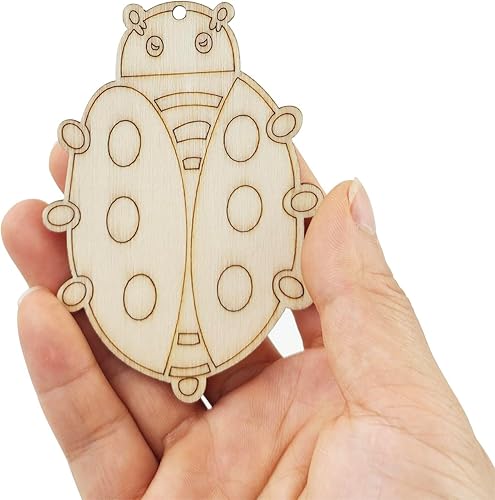 Miniatura 3 de Paquete de 35 recortes de animales de insectos de madera, animales, pintura, manualidades, insectos, animales, adornos colgantes de animales,