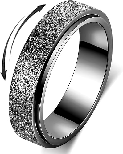 Anillo de ansiedad de acero inoxidable de titanio para mujeres y hombres, anillo giratorio para ansiedad, tamaño 6-12, ancho 0.236 in, 5 colores oro