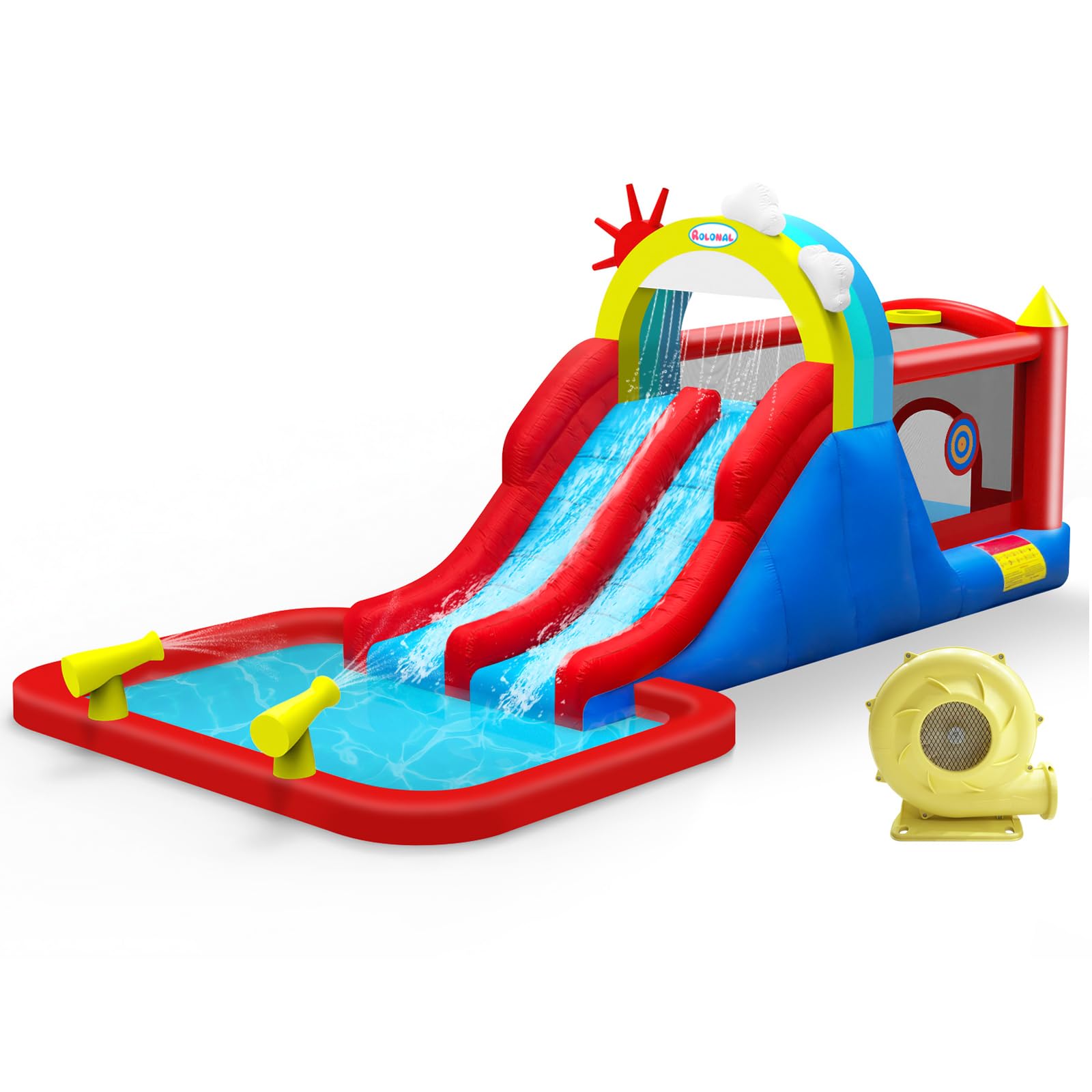 rolonal Bounce House,Inflatable Bouncer with Air Blower for Kids 3-10,Outdoor and Indoor Jumping Castle with Long Water Slide,Trampoline,Climbing Wall,Ball Pit/Water Pool