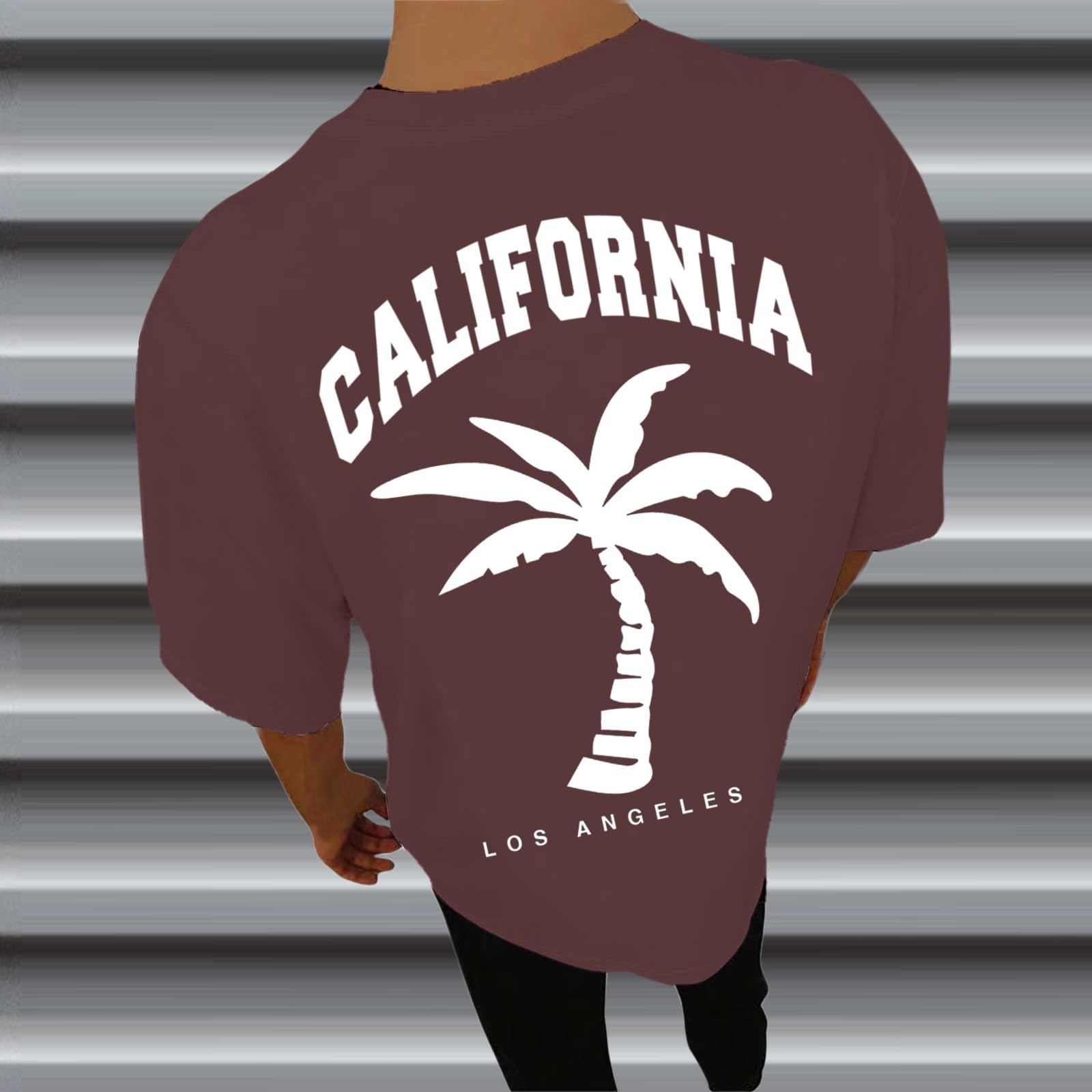 Herren Rundhals T-Shirts Kurzarm Sommerhemd Kokosbaum Aufdruck Lässige Sommershirts Mode Kurzarmshirts Lustig Freizeitshirt Oversized Herrenshirts Langes Strandshirts für Party Strand