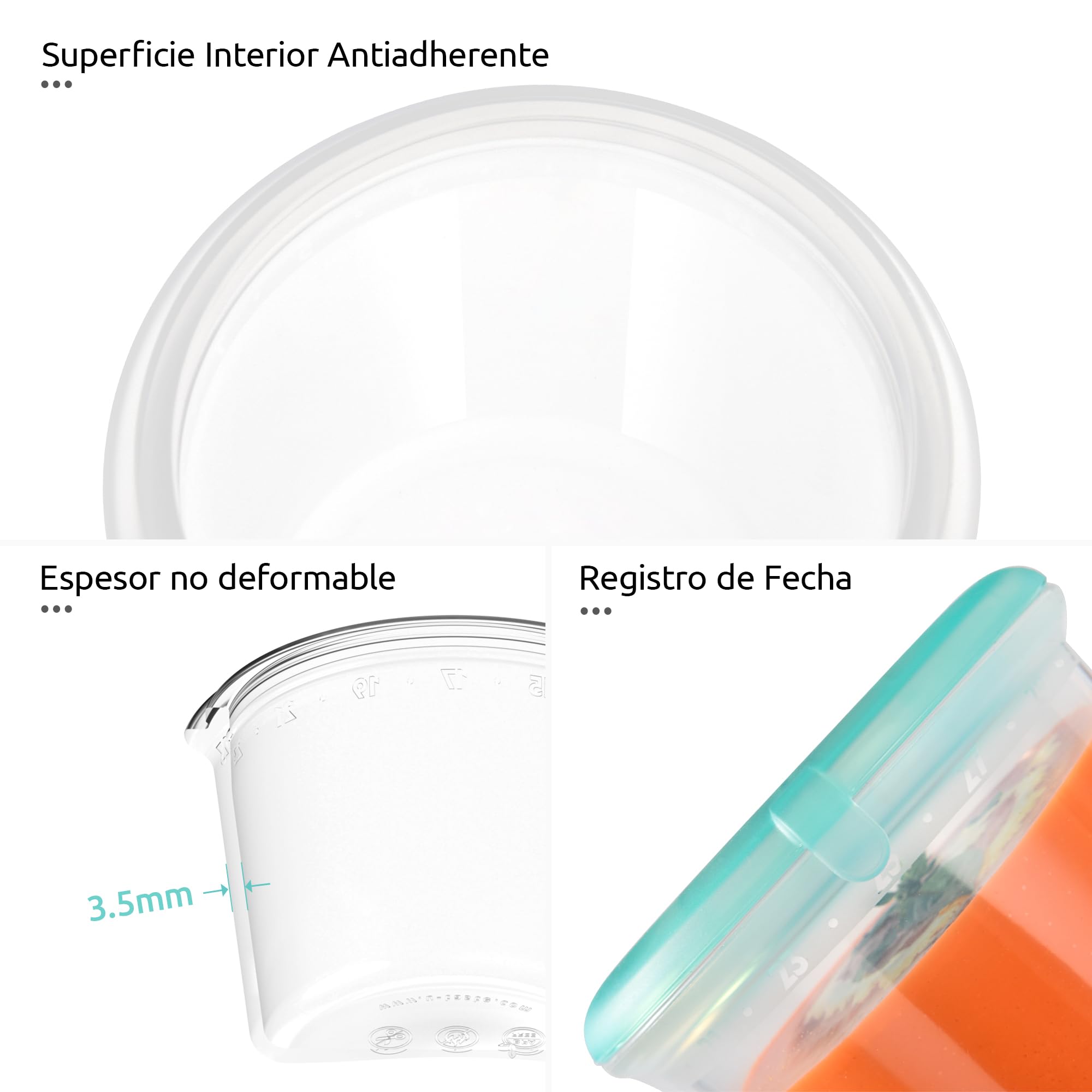 U-Taste Recipientes de Silicona, Alimentos, 60/125/250/500ml