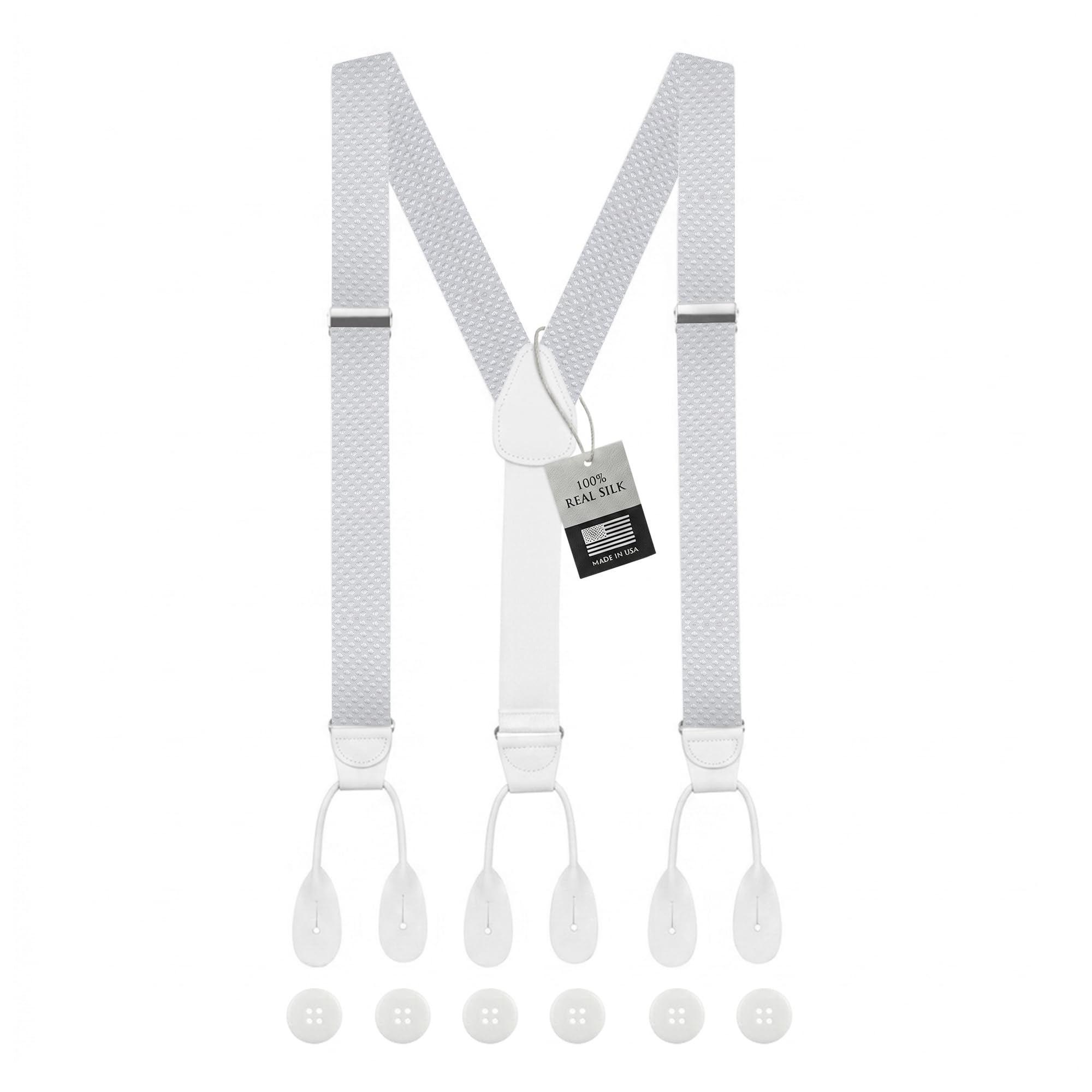 HOLD'EM Tuxedo Suspenders Formal Black 100% Silk Made in USA Button Suspenders for Men Wedding Tux Suspenders for Men