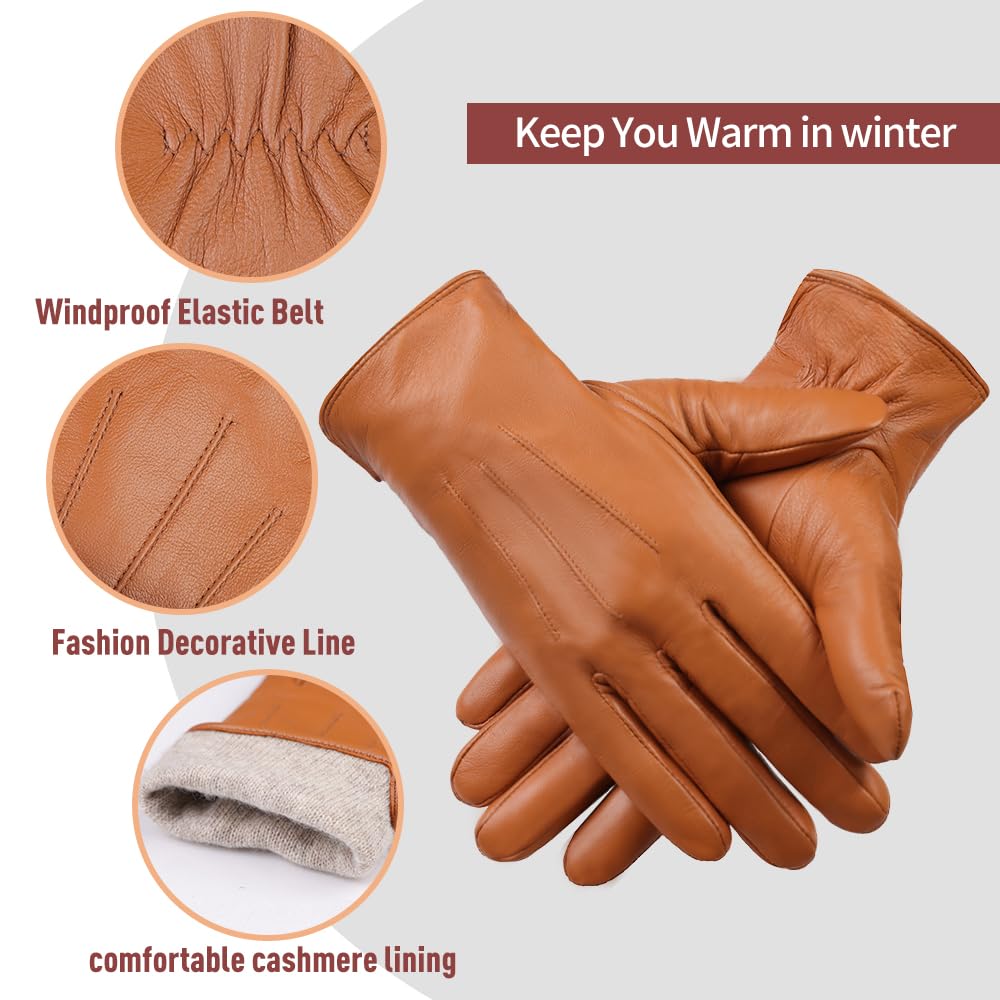 MGGMOKAY Guanti invernali da uomo in pelle Guanti da equitazione in morbida pelle di pecora foderati in cashmere caldo