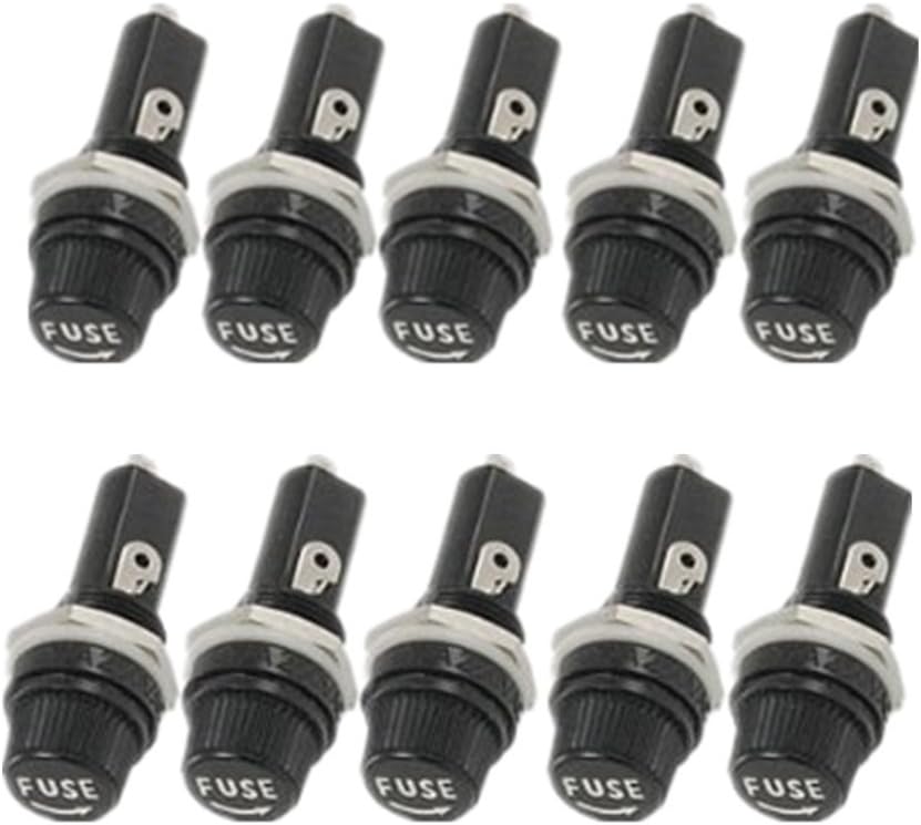 yueton Pack of 10 AC 15A 125V Black Electrical Panel Mounted Screw Cap Fuse Holder