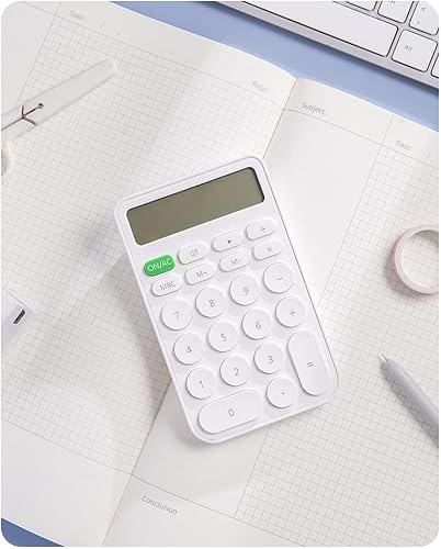 Miniatura 9 de AOAILION Calculadora estándar de 12 dígitos con pantalla LCD grande y botones grandes, calculadora linda, calculadora de escritorio para oficina,