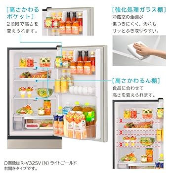 【5/25受取】HITACHI 冷蔵庫Vシリーズ　ブリリアントブラック　R-V32SVL-K　2022年 Amazon | 日立 冷蔵庫 幅54cm 315L ブリリアントブラック R