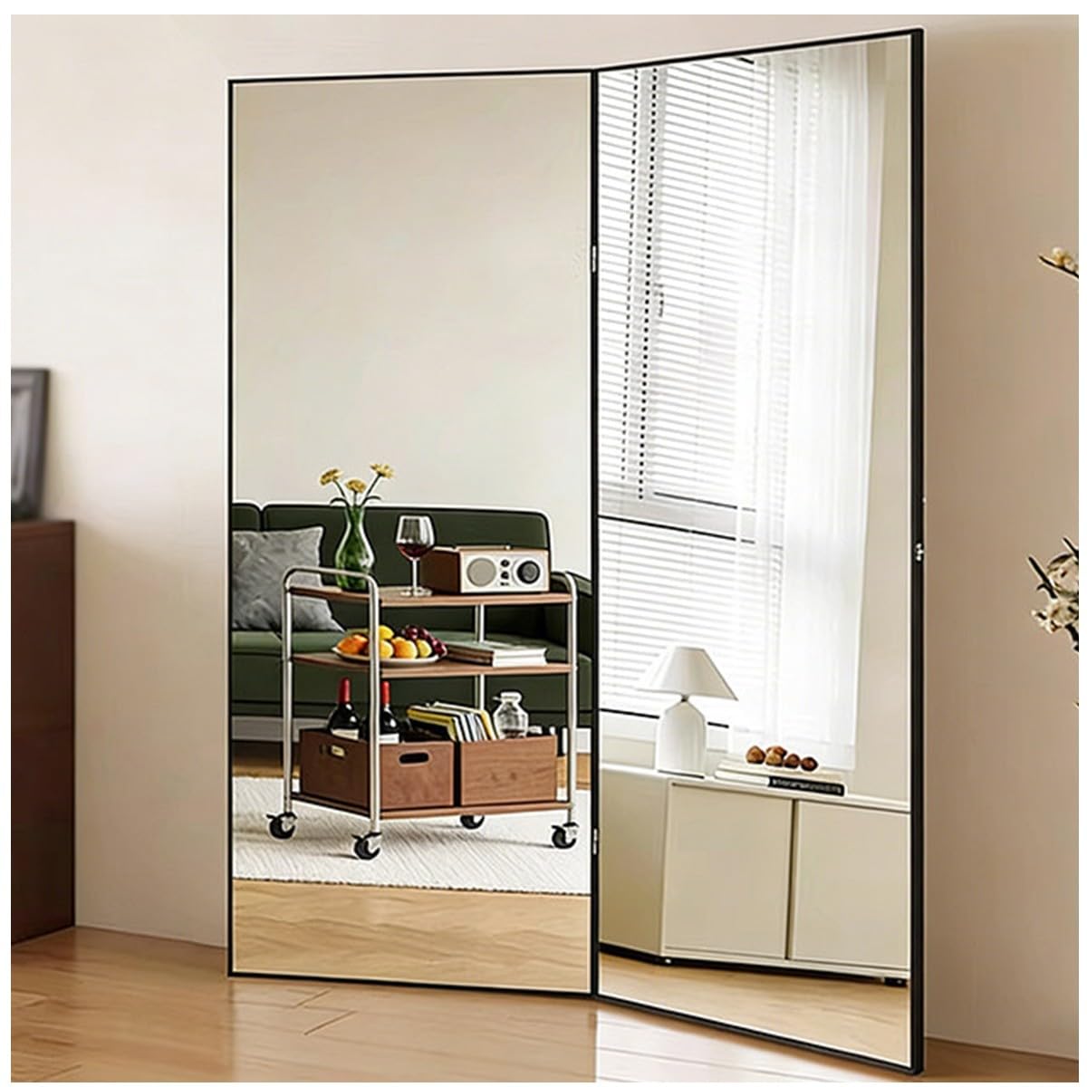 Gimnasio Espejo de Pie de Cuerpo Entero Plegable para Pared Espejos Grandes de Usos Fáciles de Usar para Gimnasio Garaje Yoga Estudio de Baile y Dormitorio 170 * 80cm