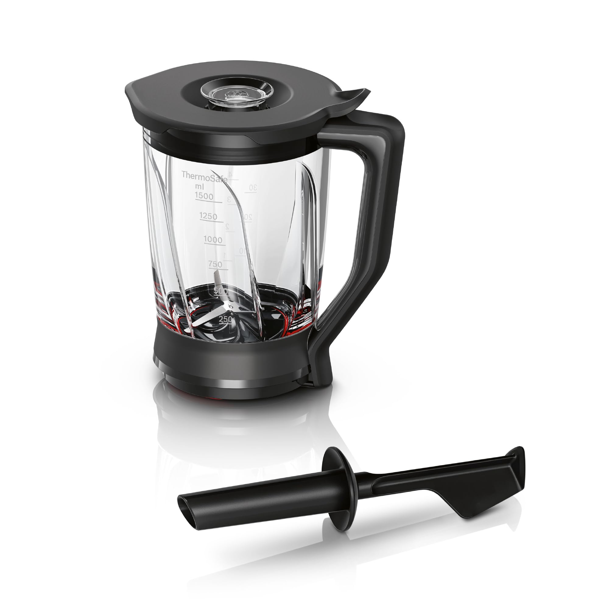 Bosch Mixer MUZ9MX2, Zubehör für Küchenmaschine Serie 8, OptiMUM und Standmixer VitaPower Serie 4, 2,3 L, ThermoSafe Glas, spülmaschinenfest, perfekt für Crushed-Ice, Smoothie-Maker, Suppe