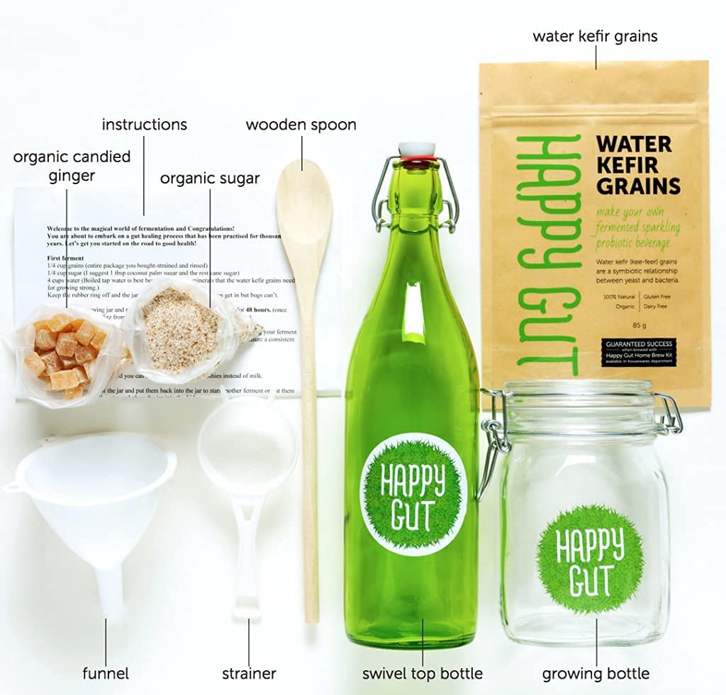 8pc Happy Gut Pro Complete Water Kefir Starter Kit Water Kefir