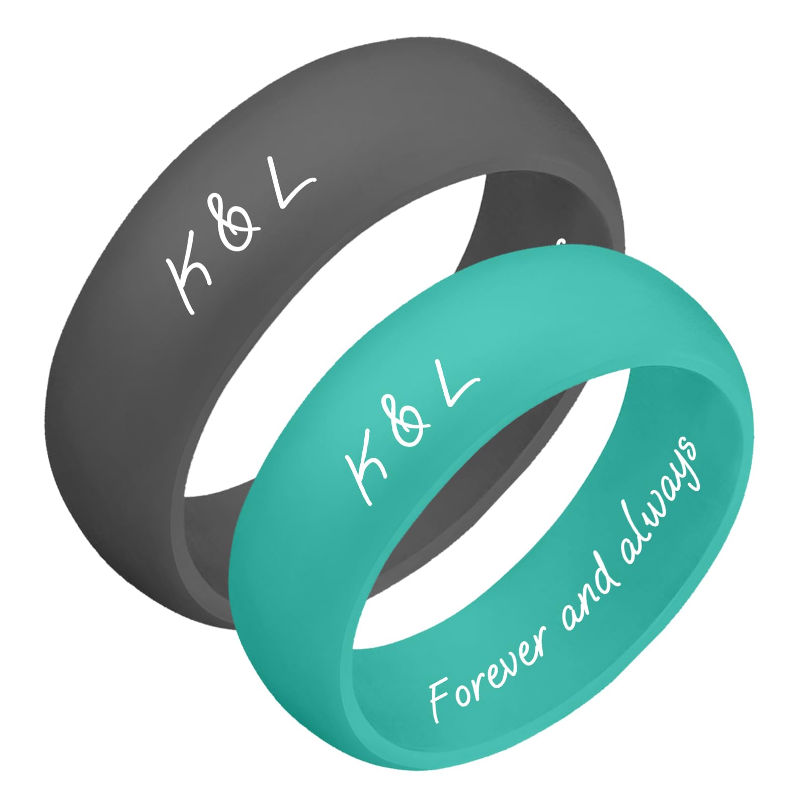 Ckchilie Personalized Silicone Wedding Bands for Couples 8MM Breathable Rubber Rings for Women Men Custom Promise Ring for Couple Engrave Silicone