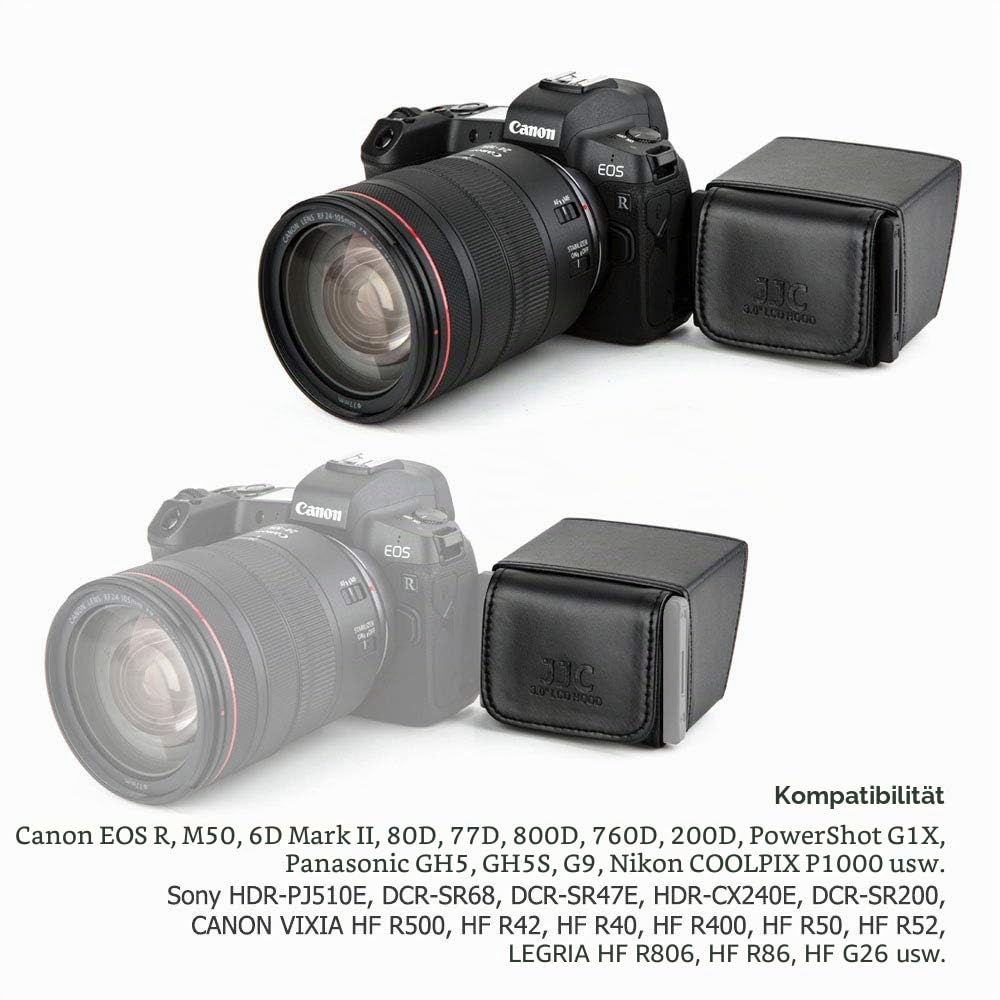 JJC LCD-Sonnenblende für 7,6cm/3'' Bildschirme, ausklappbare DSLR-Kamera und Camcorder, LCD-Bildschirm-Sonnenblende für GH6 GH5 GH5S G9 Canon R10 R 800D 760D 750D, VIXIA HF R500 R400 Sony ZV-1 A7C II