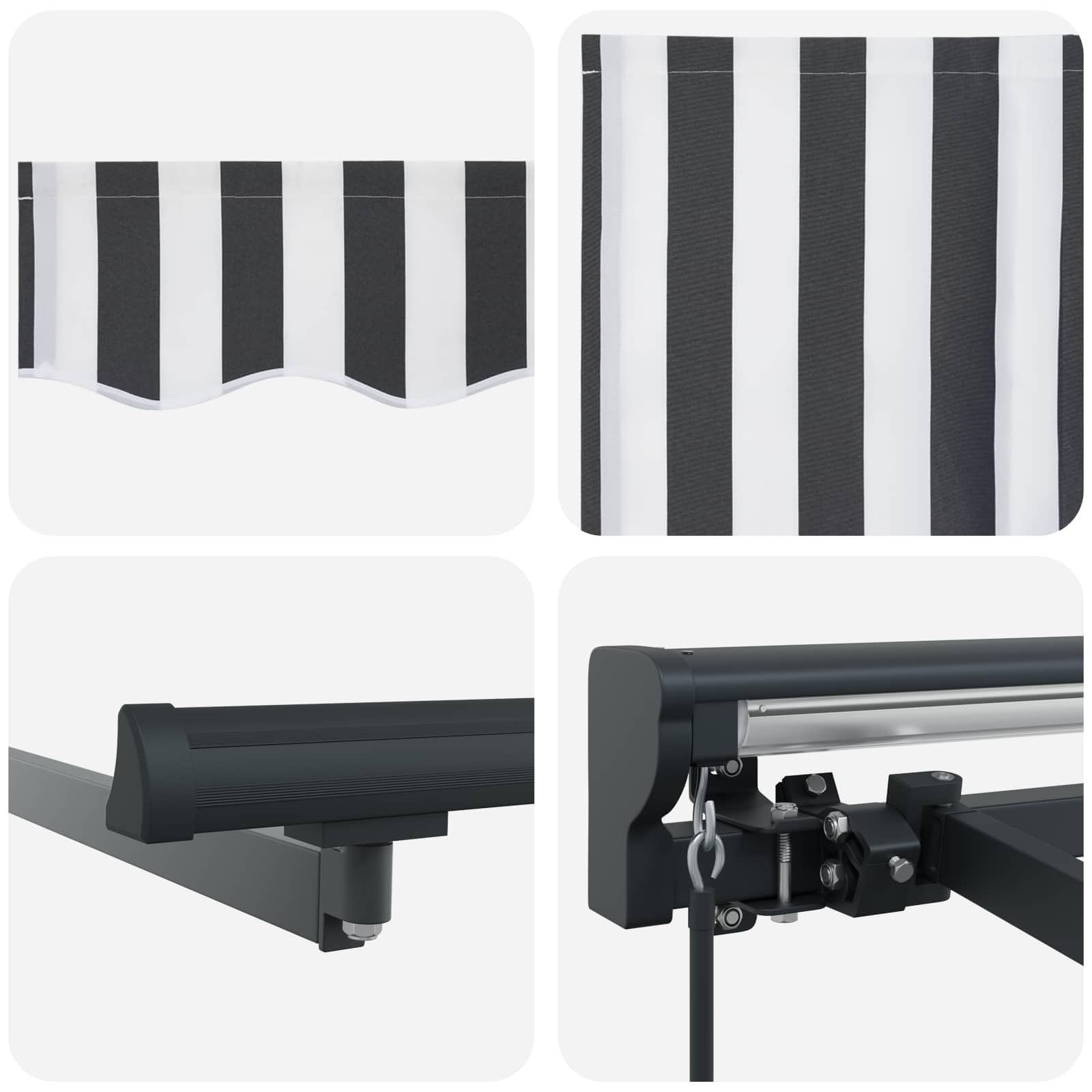 300x250cm Retractable Awning with Hand Crank, Wall Mount