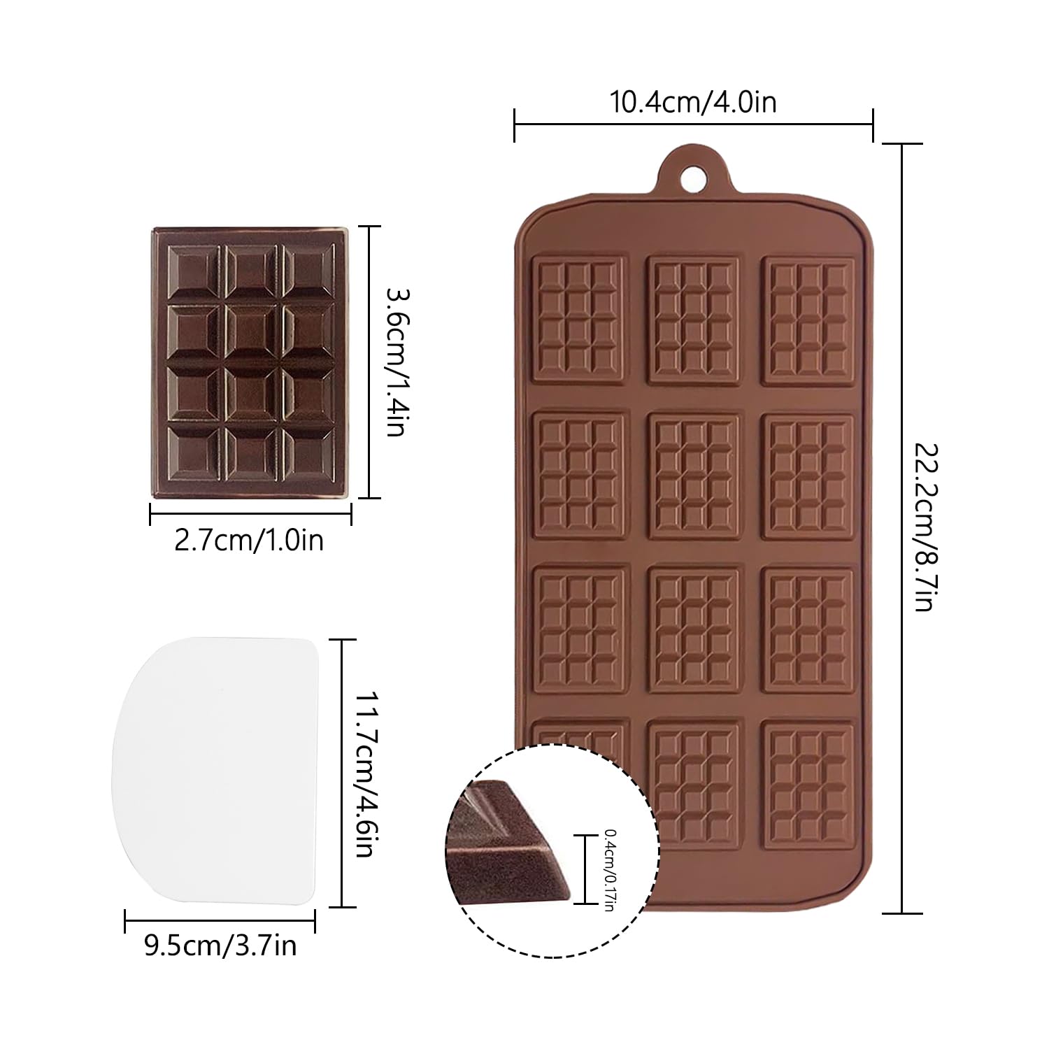 Lot de 3 Moule à Chocolat en Silicone, Moule Tablette Chocolat 2-en-1 Lot de 3 Moule à Chocolat en Silicone, Moule Tablette Chocolat 2-en-1