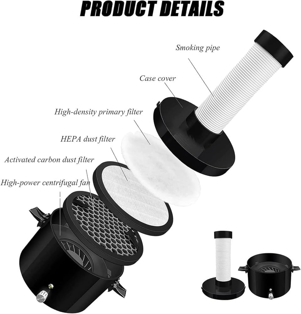 Strong Suction Power Solder Fume Filter 3 Stage Filtration Fume Smoke Absorber Solder Fume Extractor for Esd Soldering Station, Manual Welding, Soldering Iron, Cosmetology 100v-240v