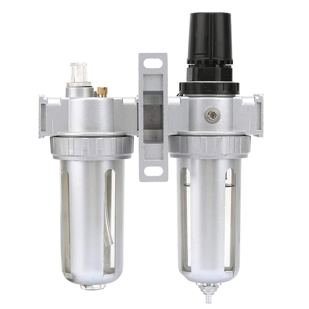 Lubrificatore Regolatore Filtro Aria Compressa Combo Regolatore di Pressione da 3/8 Pollici in Lega di Alluminio per Utensili Pneumatici e Applicazioni Pneumatiche (SFC200)