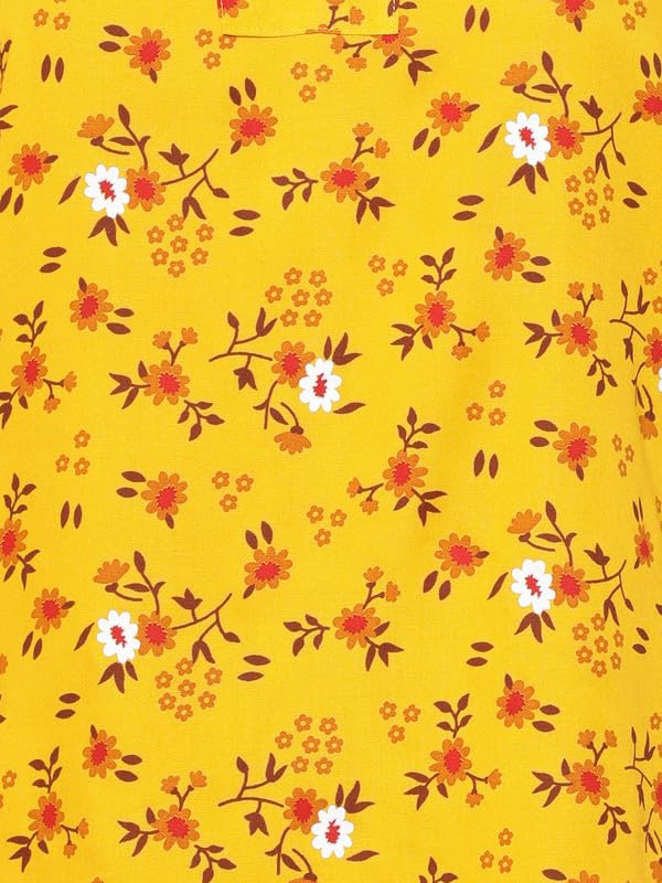 Image of Clovia Women's Rayon Printed Top & Pyjama Set in Yellow