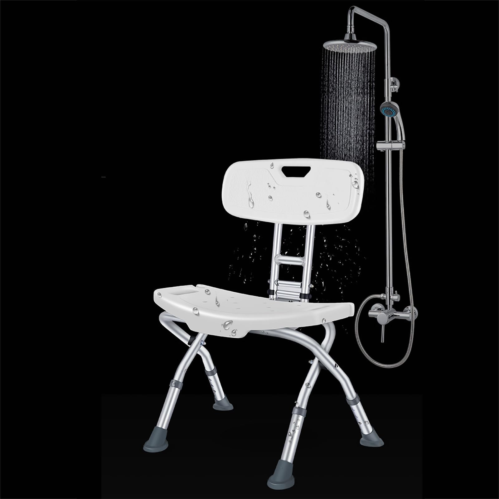 TsoLay Silla De Ducha, Taburete De Ducha con 8 Alturas Ajustables, Silla De Ducha Sin Herramientas para Personas Mayores, Diseño Plegable, Fácil De Limpiar, Adecuado para Personas Mayores