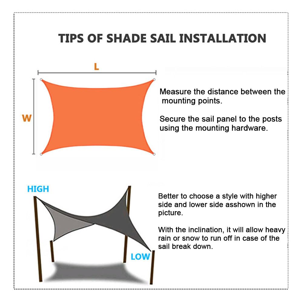 Vela parasole rettangolare,Tenda parasole da esterno | Tenda a Vela Protezione 95% Raggi , Impermeabile Vele Parasole Protezione UV per Esterno, Giardino e Terrazza, Piscina