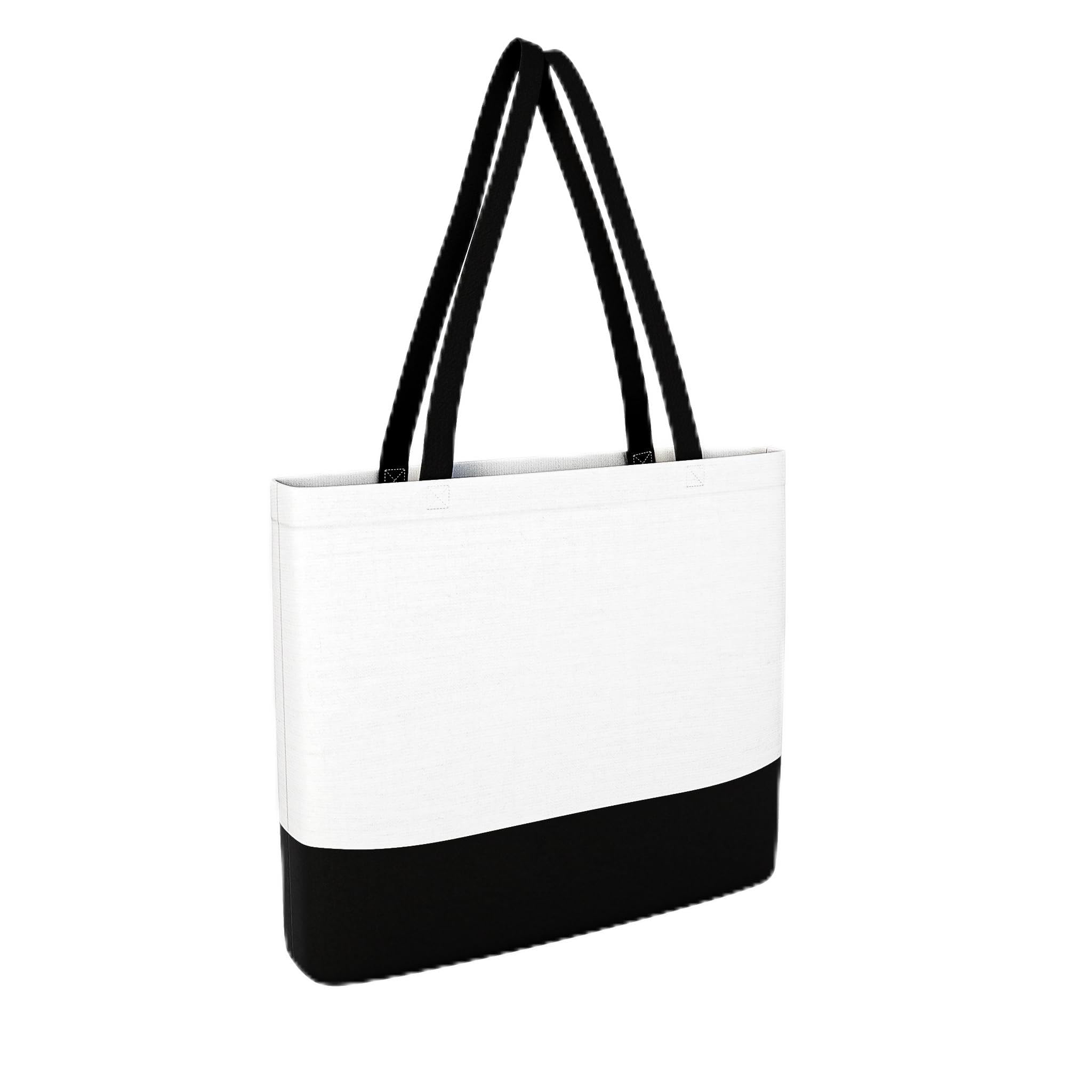 IMFAA ZIPPED Black and White 10oz Strong Large(50X40X12) Cm Reusable Grocery Shopping, Fashionable Two-Tone Bags for Crafts, DIY and Creative Designs Cotton Canvas Tote Bag Pack-10 (Black 50x40x12)