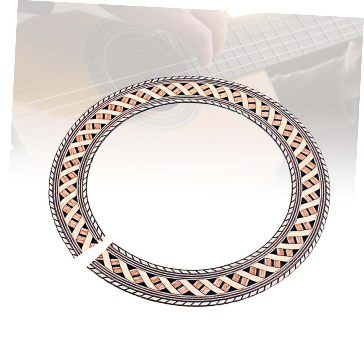 Holibanna Wooden Guitar Rosette Decals Curved Inlay Strips for Acoustic and Electric Guitars Easy Application Laminated Design Non Damaging to Sound Quality